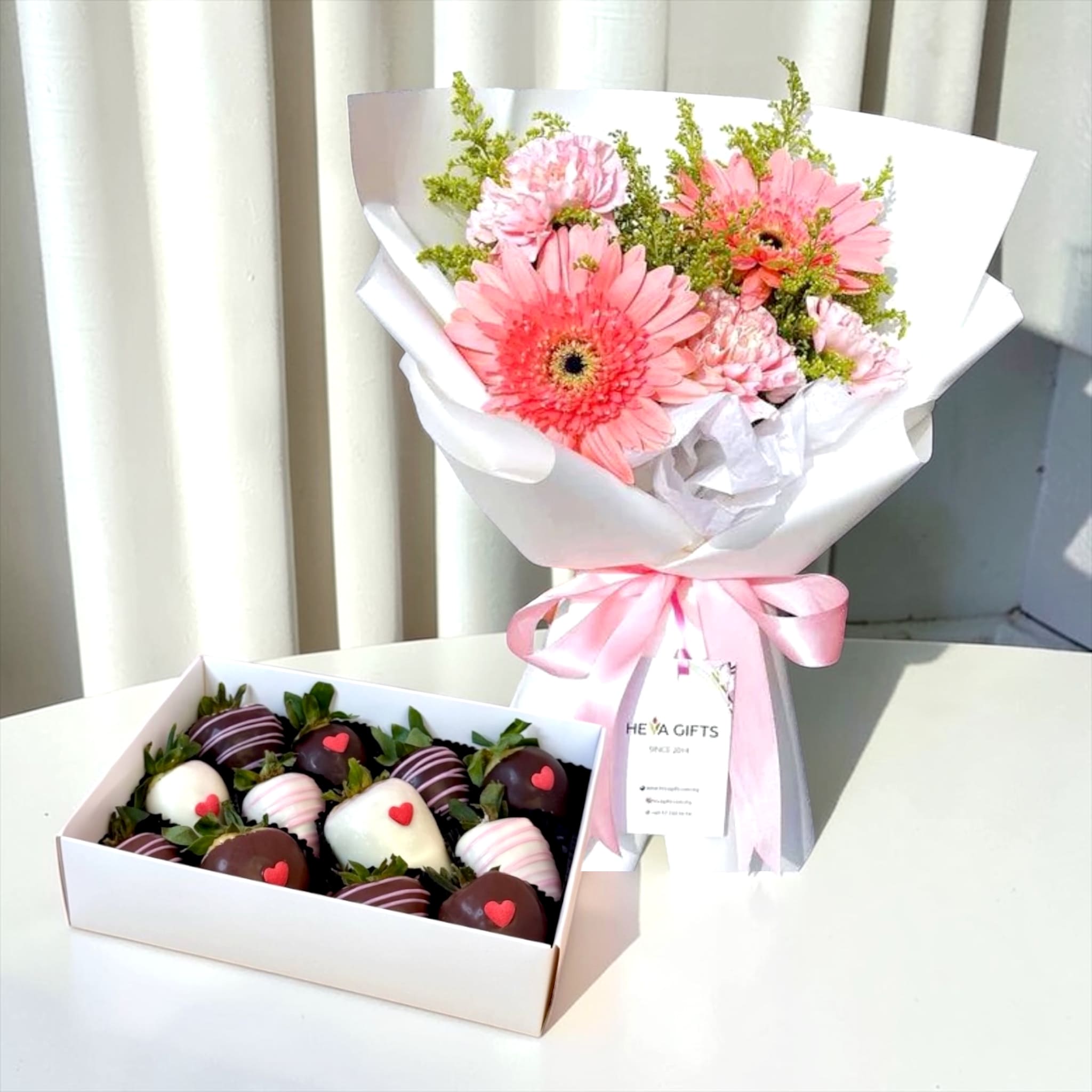 AFINA Gerbera & Carnation Gift Set | Birthday Florist KL | Heva Gifts