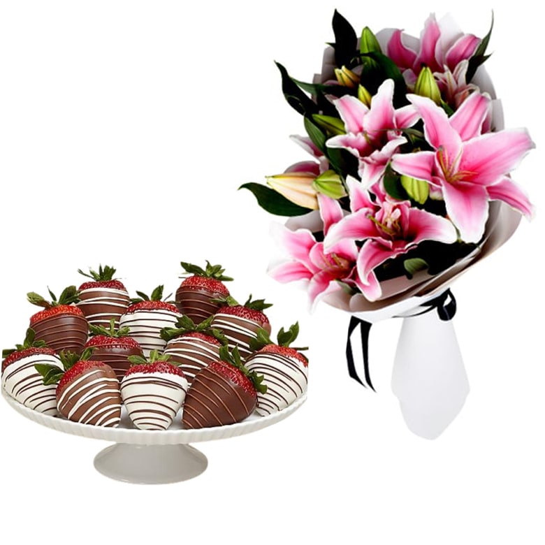 Lily bouquet and chocolate