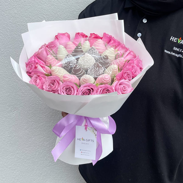 AMINA Purple Roses and Chocolate Gift