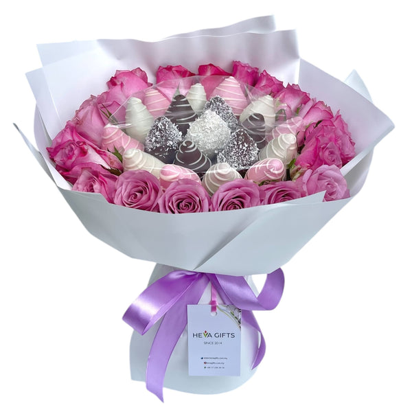 AMINA Purple Roses and Chocolate Gift