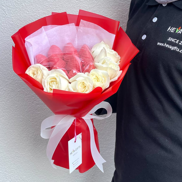 ANRICA Chocolate bouquet with White Roses