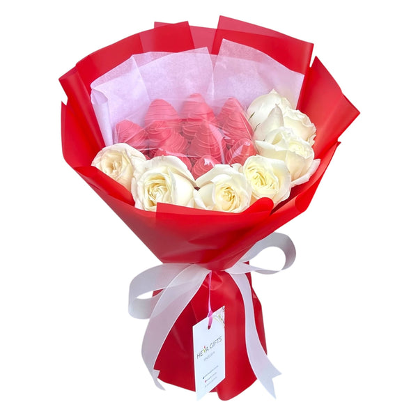 ANRICA Chocolate bouquet with White Roses