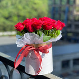 Red rose box arrangement 