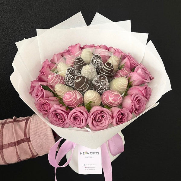 AMINA Purple Roses and Chocolate Gift