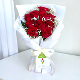 Anara luxury red rose bouquet white wrap marriage proposal flower delivery Klang Valley Heva Gifts