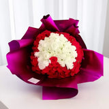 Anis luxury heart shape red and white rose bouquet marriage proposal flower delivery KL Heva Gifts