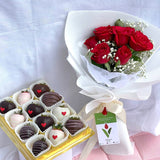 Heva Gifts: Rose bouquet and Chocolate Strawberries