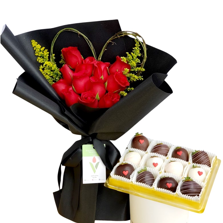 Heva Gifts: Roses and Chocolate strawberries