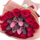 Heva Gifts: Red Roses and Chocolate strawberries