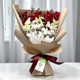 Azeera mixed white and red orchid bouquet KL online flower delivery Heva Gifts