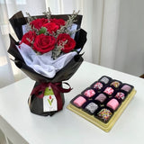 AZIZ SET ROSE BOUQUET AND CHOCO MARSHMALLOW