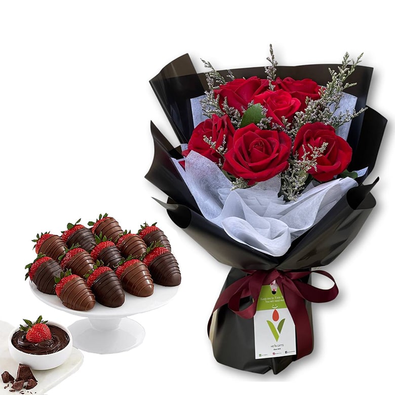 Rose bouquet and Chocolate Gift