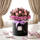 NOIR PURPLE ROSE &amp; CHOCOLATE STRAWBERRY BOX