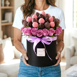 NOIR PURPLE ROSE &amp; CHOCOLATE STRAWBERRY BOX