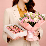 Blush Harmony pink eustoma bouquet chocolate box anniversary romantic gift KL florist