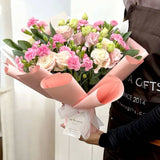 Blush Harmony Bouquet – Eustoma and Carnation Spray