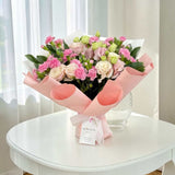 Blush Harmony Bouquet – Eustoma and Carnation Spray