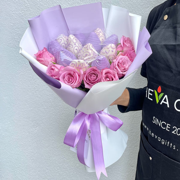 BORA Chocolate bouquet with Purple Roses