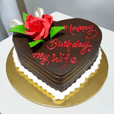 Cupid heart shaped chocolate birthday cake red rose anniversary cake delivery KL Heva Gifts