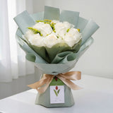 Carissa white rose bouquet wedding flower delivery Klang Valley Heva Gifts