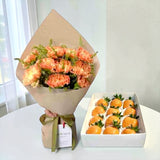 Cath gift set orange carnations chocolate gift delivery Klang Valley Heva Gifts