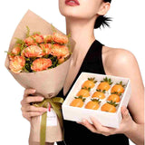 Cath orange carnations chocolate strawberries gift set Johor Bahru Heva Gifts