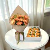 Cath orange carnations chocolate strawberries gift set Heva Gifts