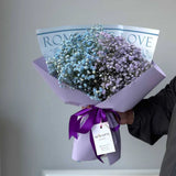 Charlotte purple and blue baby's breath bouquet KL florist Heva Gifts