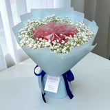 Cora fresh strawberries white baby's breath bouquet get well flower delivery Selangor Heva Gifts