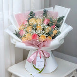 Dakota mix champagne and pink rose bouquet wedding flower delivery Johor Bahru Heva Gifts