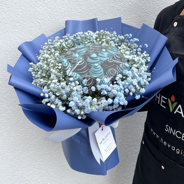 EVE Blue Baby Breath and Chocolate bouquet