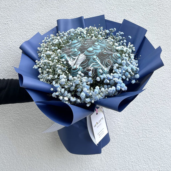 EVE Blue Baby Breath and Chocolate bouquet