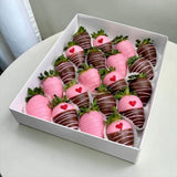 Elaina romantic chocolate strawberry box with heart toppings for anniversary