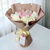 Esther white rose chocolate strawberry gift set Klang Valley florist Heva Gifts