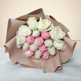 Esther white roses with chocolate strawberries wedding gift delivery KL