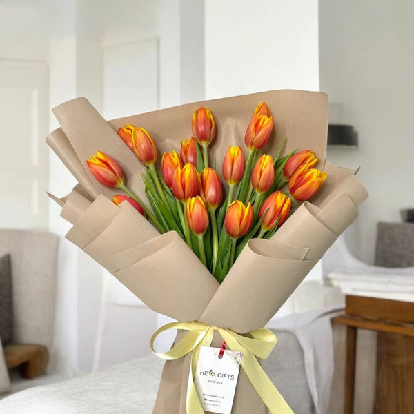 Flaming Elegance Orange Tulip Bouquet