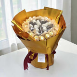 Golden Bliss Bouquet Chocolate strawberries and Ferrero Rocher