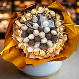 Golden Bliss Bouquet Chocolate strawberries and Ferrero Rocher