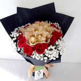Chocolate bouquet with flowers