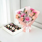 Graceful Duo pink peach carnation chocolate strawberry gift set Mother's Day flower delivery Petaling Jaya Heva Gifts
