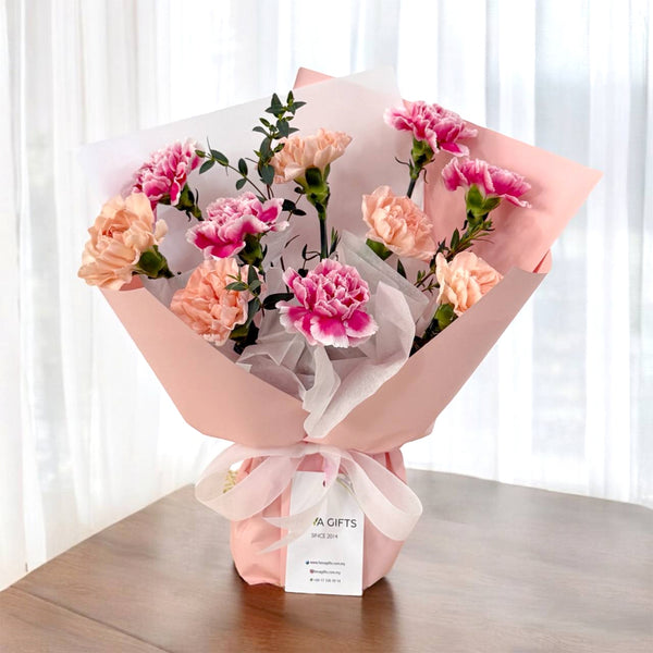 Graceful Duo – Pink and Peach Carnations Bouquet