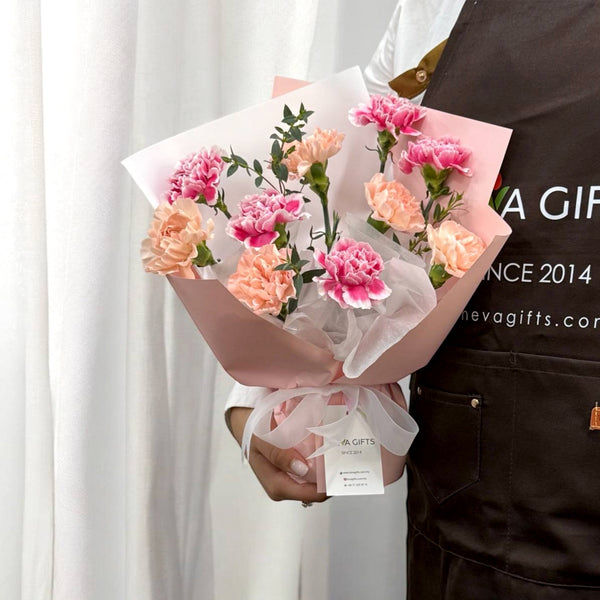 Graceful Duo – Pink and Peach Carnations Bouquet