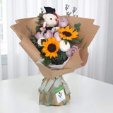 Regal Grad sunflower purple rose graduation bouquet convocation flower delivery Klang Valley Heva Gifts