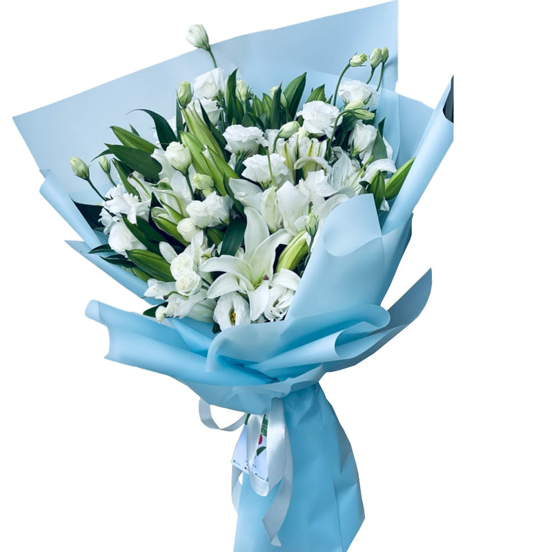 White Lily and Eustoma Bouquet