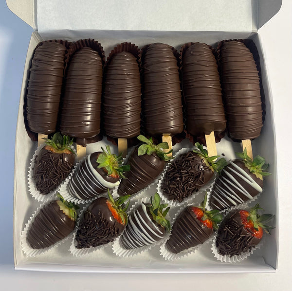 CALEB Chocolate dipped strawberries and Banana