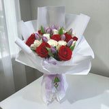 Jana premium roses and purple tulips bouquet apology flower delivery Petaling Jaya Heva Gifts