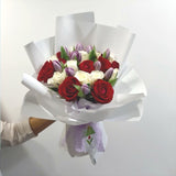 Jana white red roses purple tulips anniversary gift KL florist