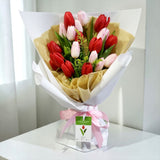 Jasmin pink and red tulip bouquet Valentine's flower delivery Selangor Heva Gifts