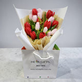 Jasmin mixed pink red tulips anniversary gift KL florist