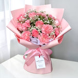 Luna pink carnation rose baby's breath bouquet anniversary flower delivery Petaling Jaya Heva Gifts